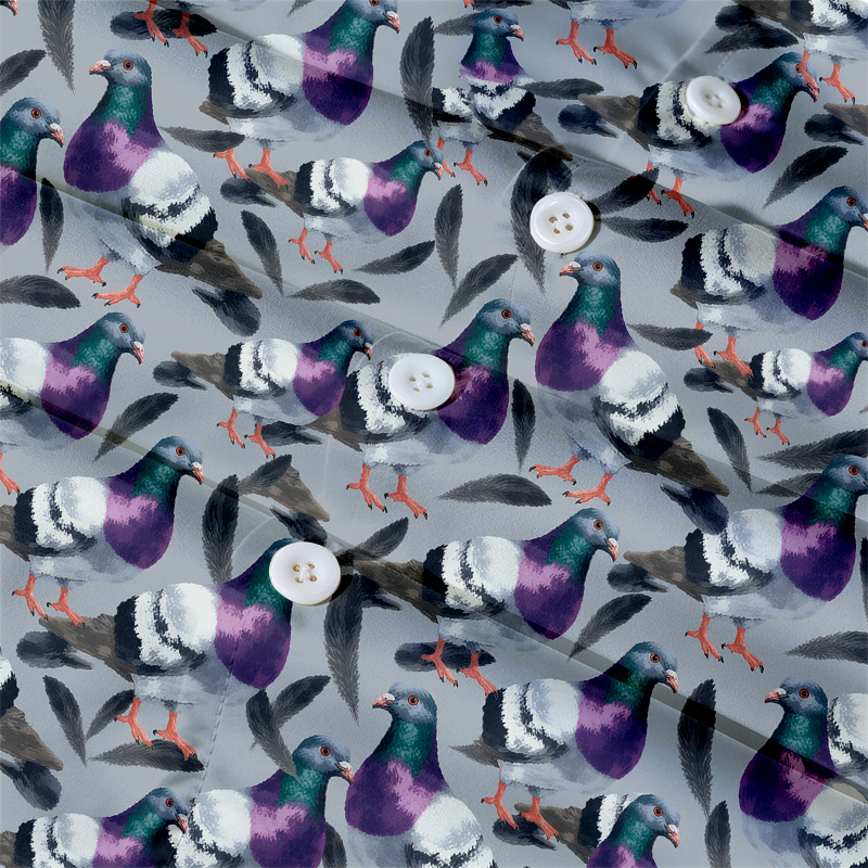 Tokyocanvas Pigeon Parade Hawaiian Shirt