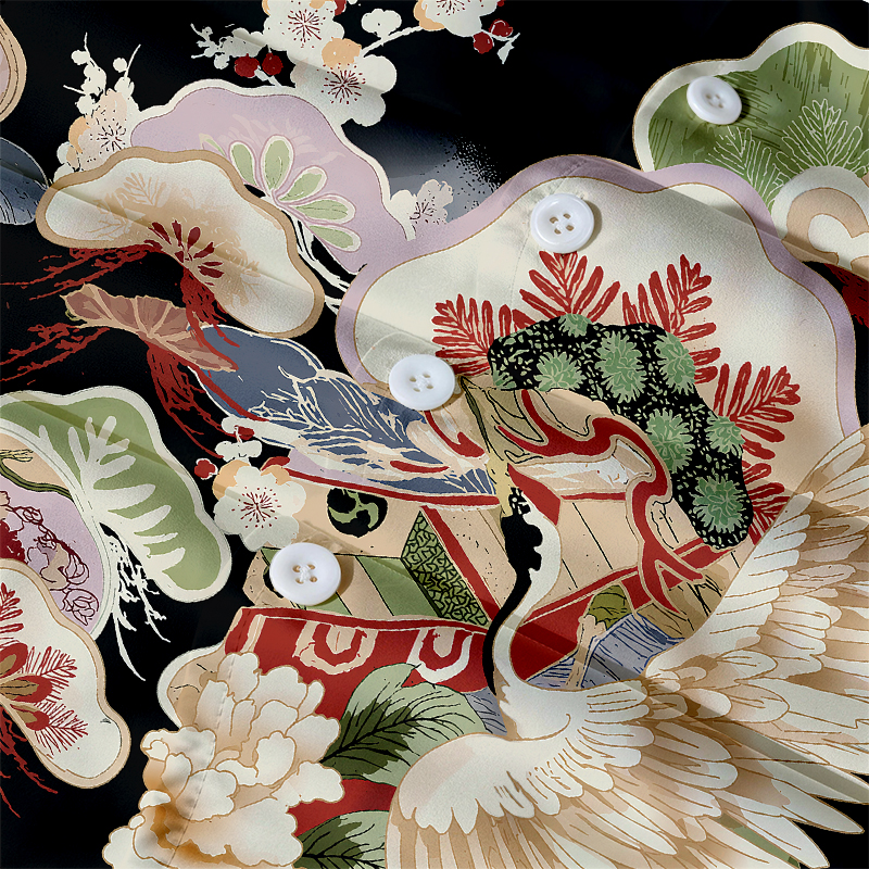 Tokyocanvas Crane Ship Hawaiian Shirt