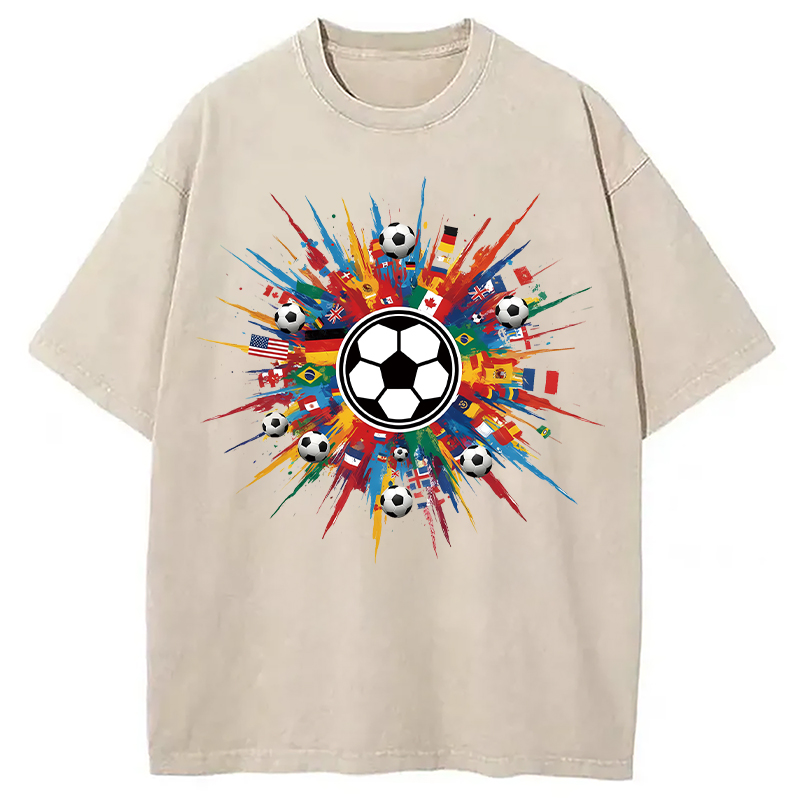 Tokyocanvas International Soccer Flags Washed T-Shirt