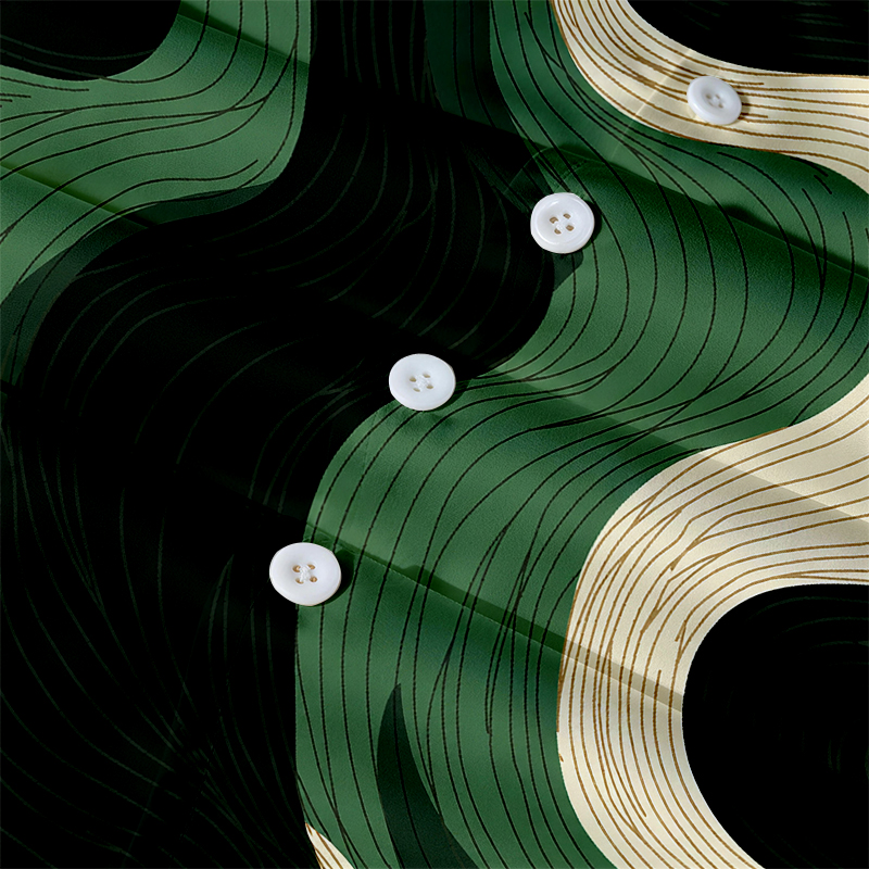 Tokyocanvas Green Wave Contour Hawaiian Shirt
