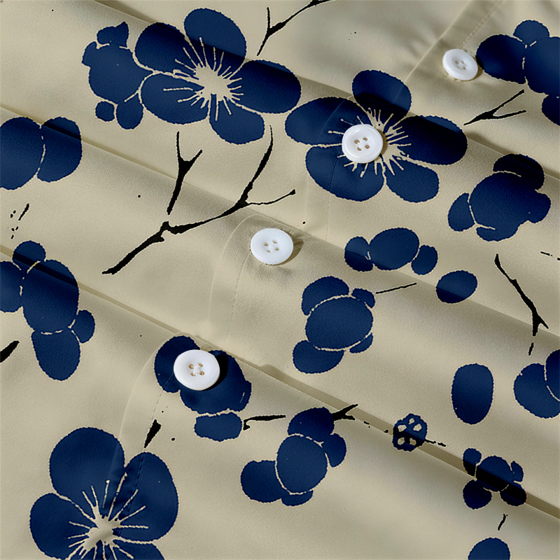 Tokyocanvas Cherry Blossom Japanese Lino Art Hawaiian Shirt