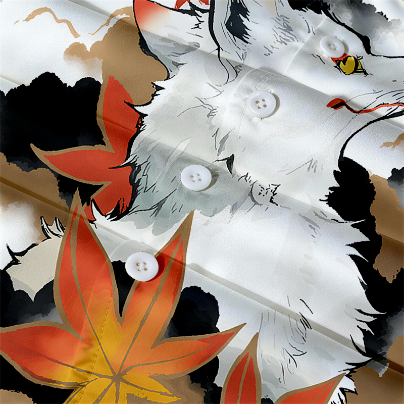Tokyocanvas Japanese Fox Hawaiian Shirt