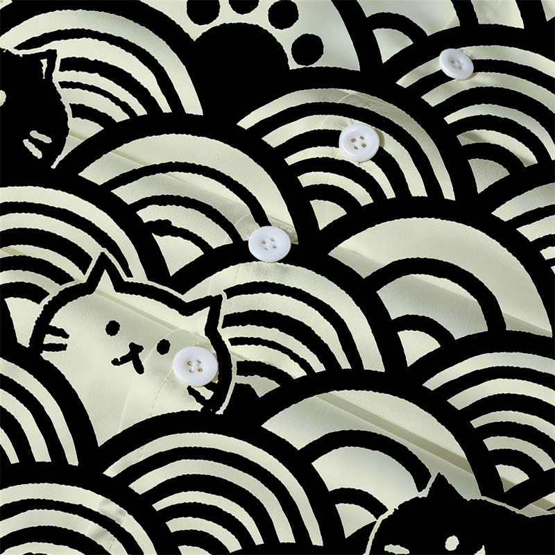 Tokyocanvas Japanese Cute Cat Wave Hawaiian Shirt