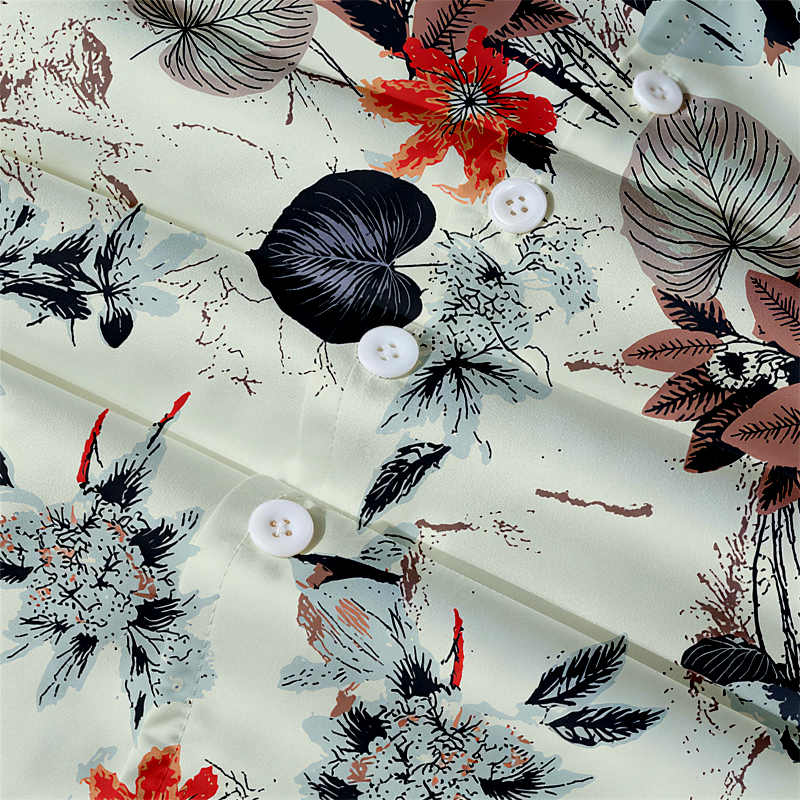 Tokyocanvas Palms Flowers Hawaiian Shirt