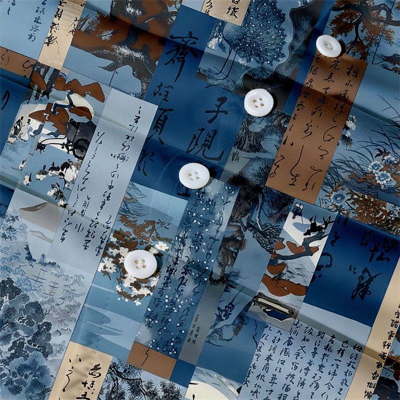 Tokyocanvas Japanese Lino Art Hawaiian Shirt