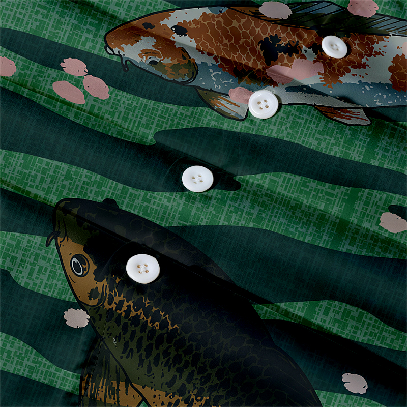 Tokyocanvas Two Koi Fish Hawaiian Shirt