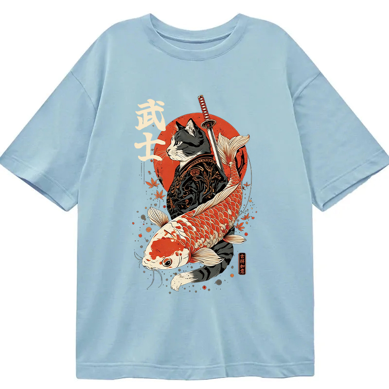 Tokyocanvas Samurai Cat And Koi Classic T-Shirt