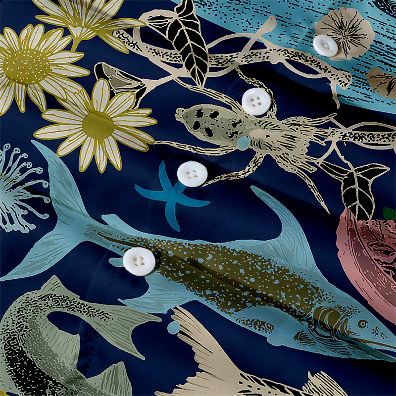 Tokyocanvas Marine Species Hawaiian Shirt