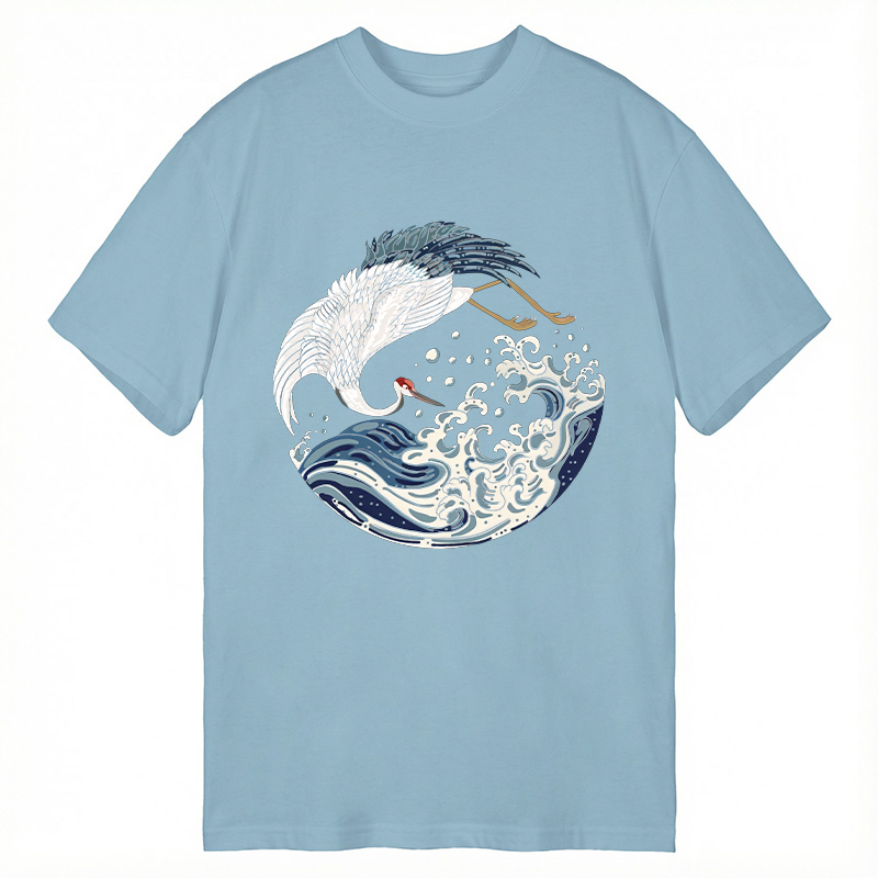 Tokyocanvas Crane Bird Wave Classic T-Shirt