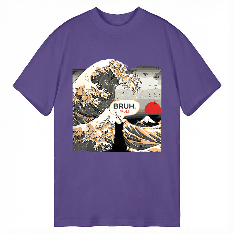 Tokyocanvas Bruh Cat Great Wave Classic T-Shirt