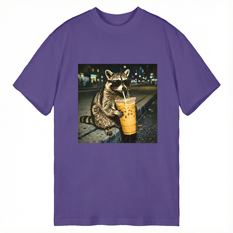 Tokyocanvas Racoon with a Ice Coffee Classic T-Shirt