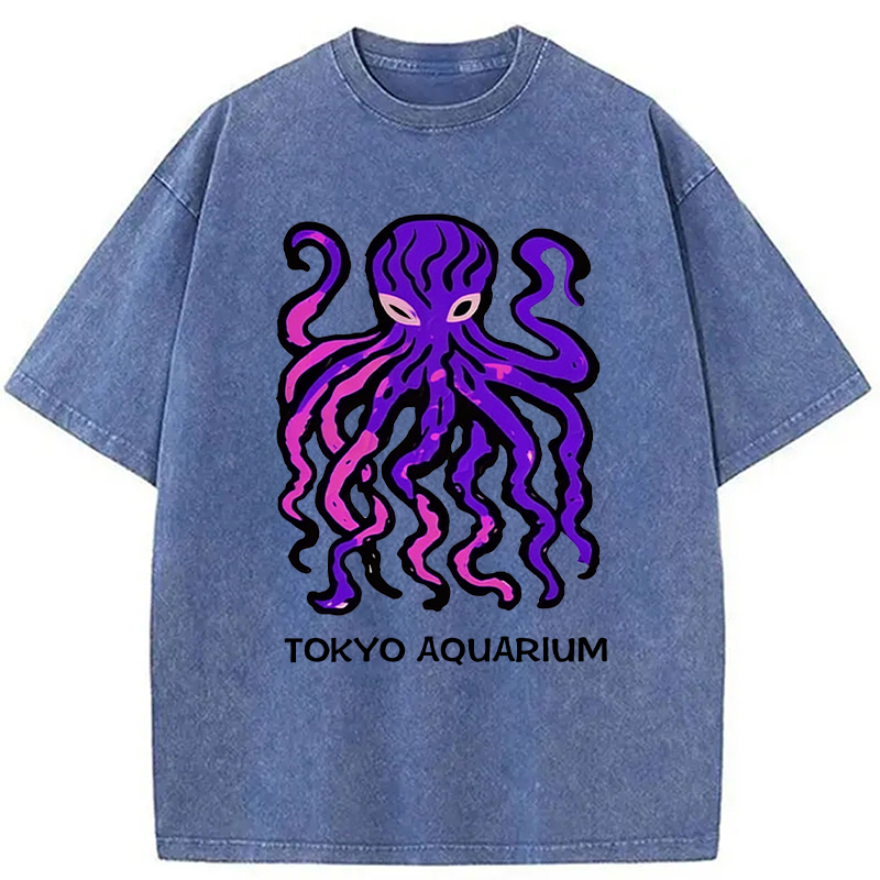 Tokyocanvas Tokyo Aquarium Octopus Washed T-Shirt