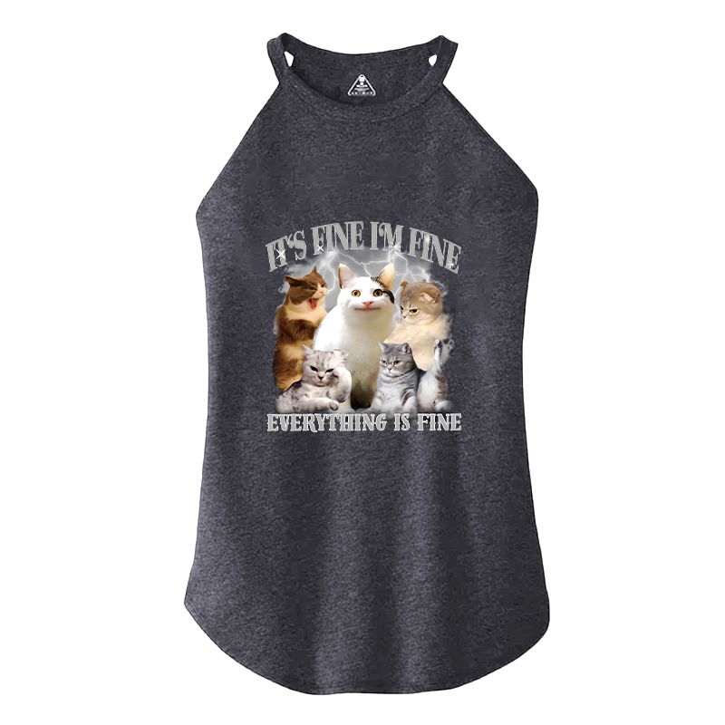 Tokyocanvas Everything Is Fine Cat Meme Cotton Tank