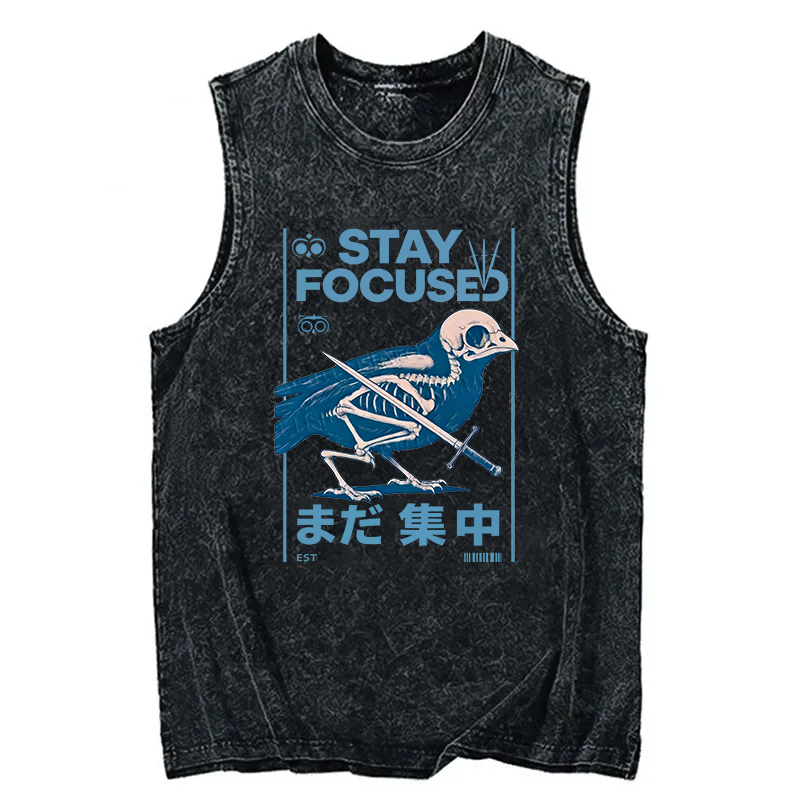 Tokyocanvas Bird Skull Japanese Washed Tank