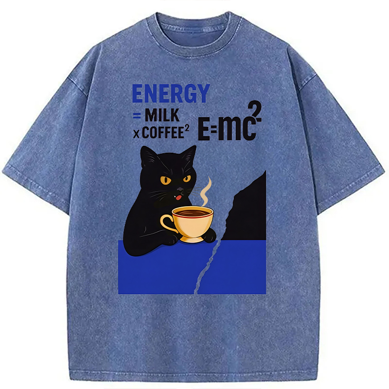 Tokyocanvas Cat Coffee Energy Formula Washed T-Shirt