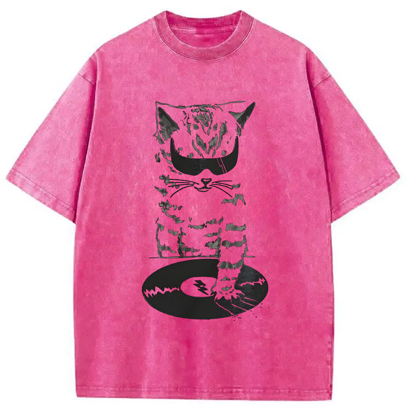 Tokyocanvas DJ Cat Washed T-Shirt