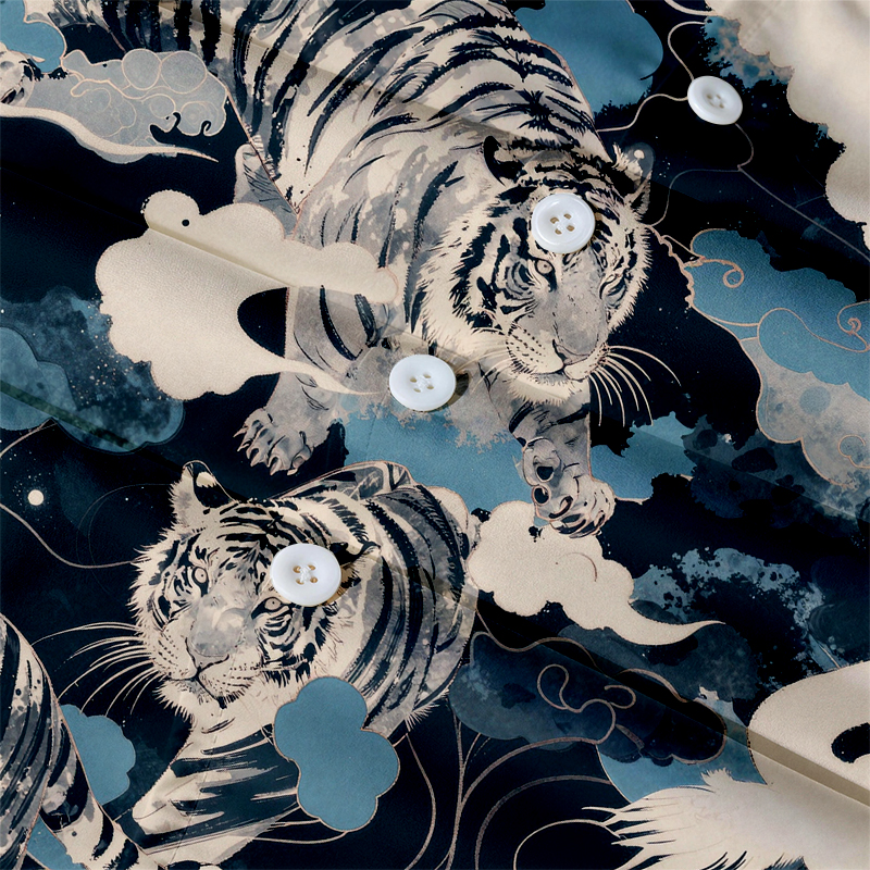 Tokyocanvas Tiger In The Waves Hawaiian Shirt