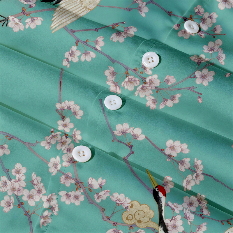 Tokyocanvas Cranes And Sakura Hawaiian Shirt