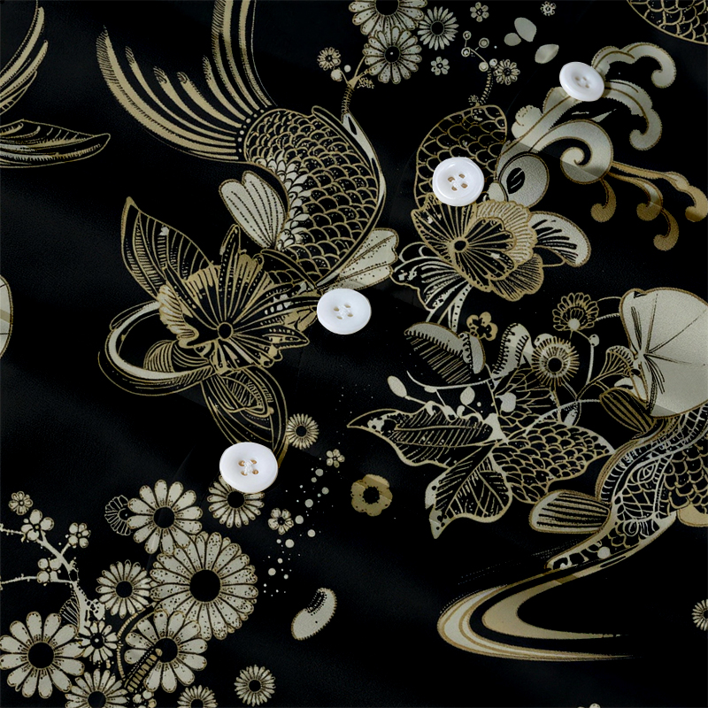 Tokyocanvas Elegant Koi Floral Hawaiian Shirt