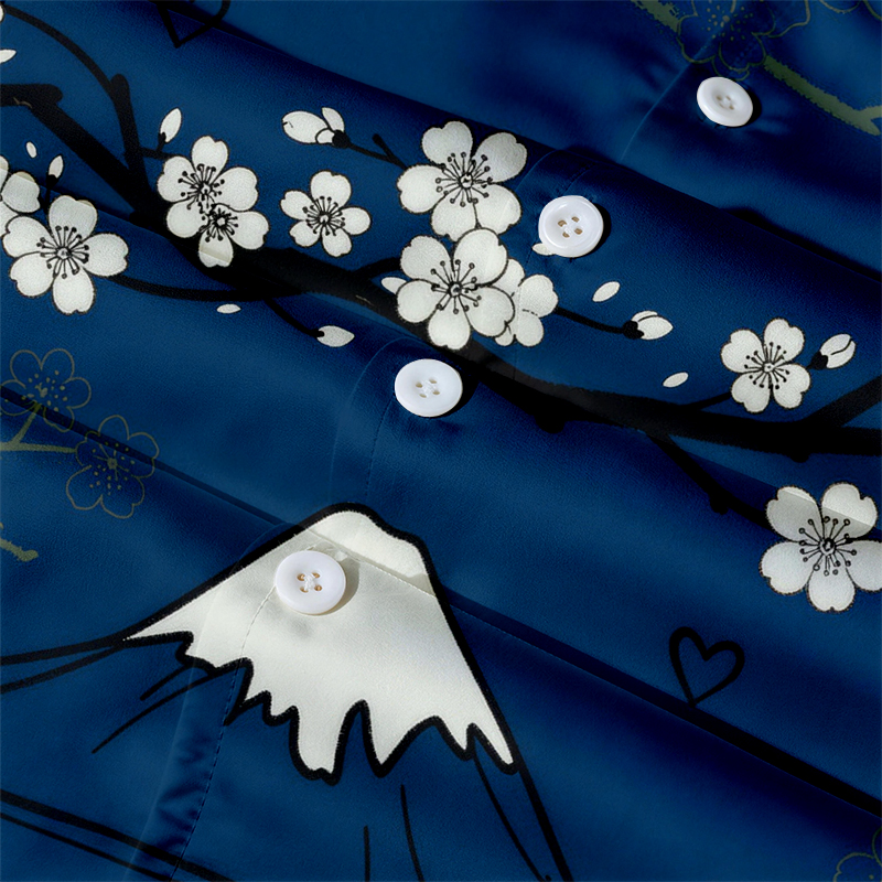 Tokyocanvas Fuji Blossoms Hawaiian Shirt