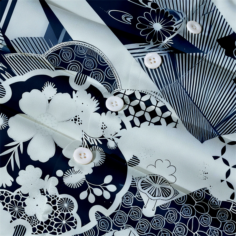 Tokyocanvas Elegant Floral Waves Hawaiian Shirt