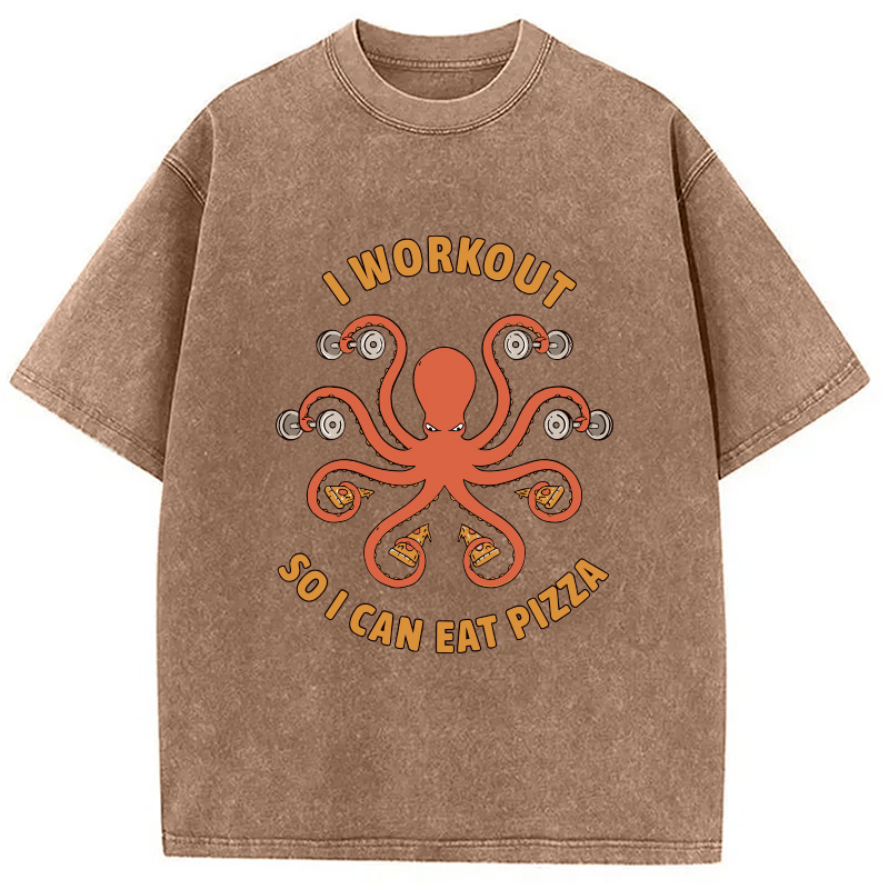 Tokyocanvas Octopus Exercising Washed T-Shirt