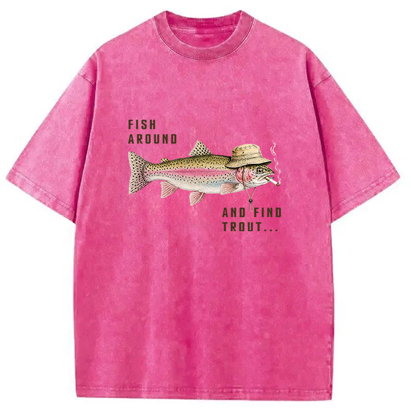 Tokyocanvas Rainbow Trout Smoking Fishing Washed T-Shirt