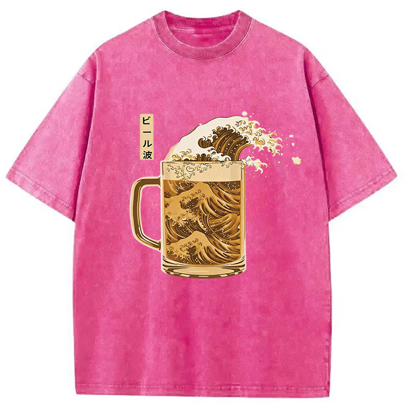 Tokyocanvas Japanese Wave Beer Washed T-Shirt