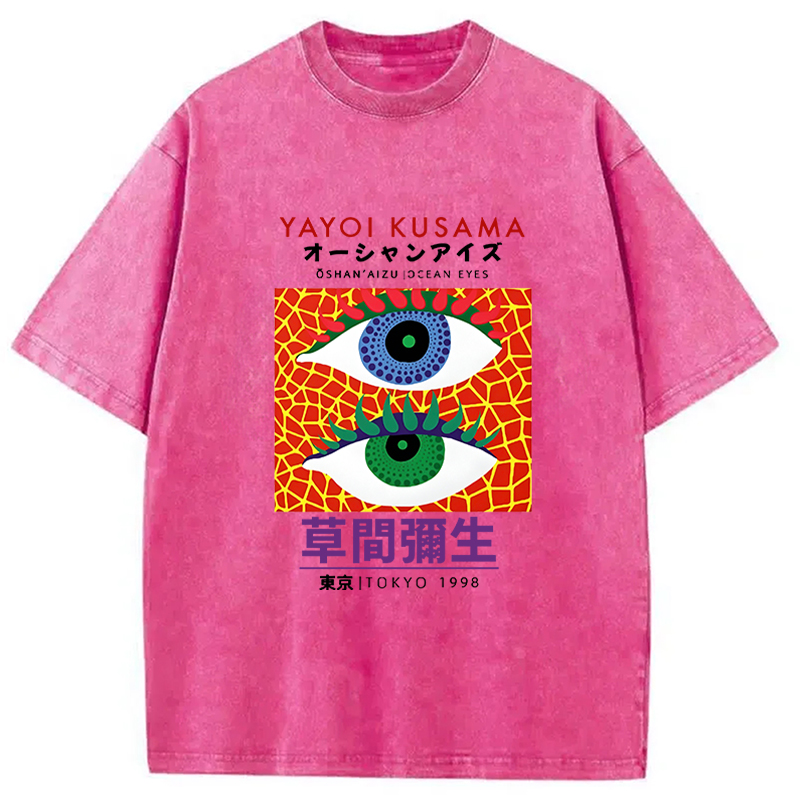 Tokyocanvas Japanese Art Eyes Washed T-Shirt
