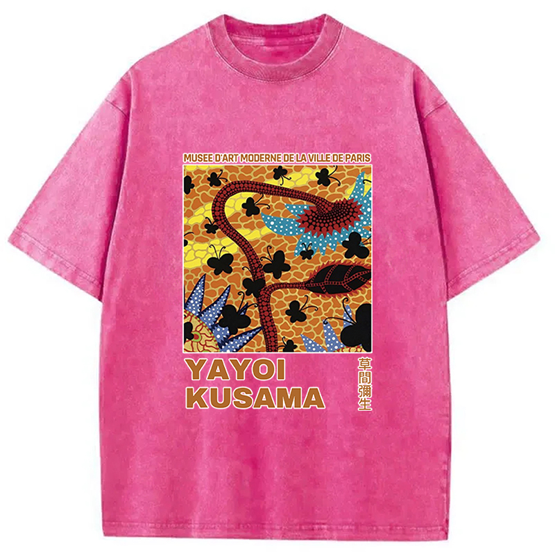 Tokyocanvas Dotted Art Flower Washed T-Shirt