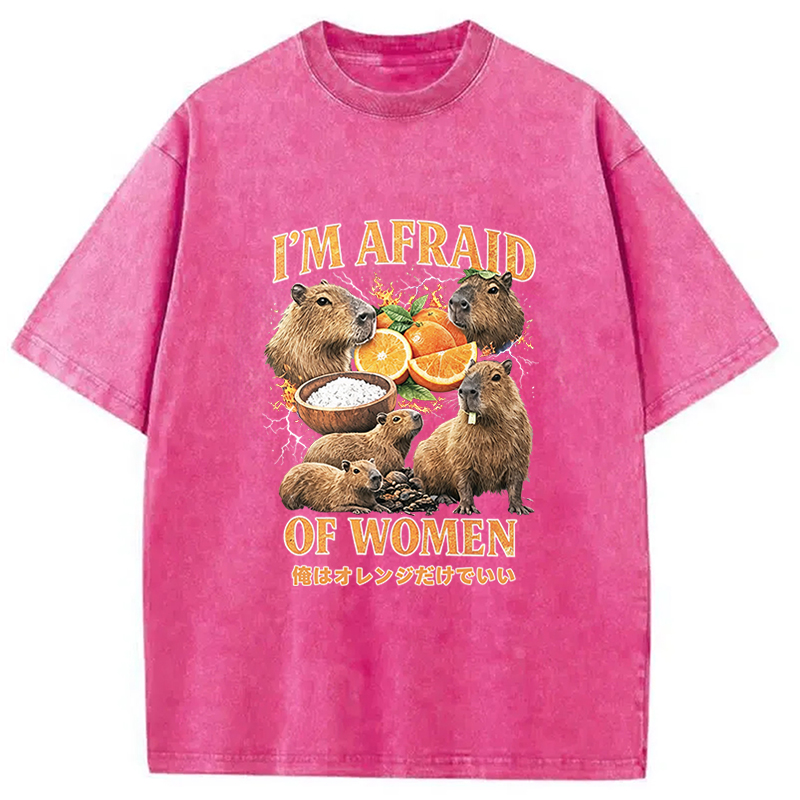 Tokyocanvas Capybara Oranges Graphic Washed T-Shirt