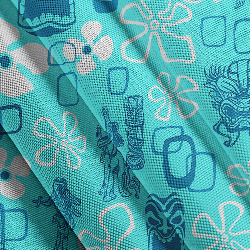 Tokyocanvas Hula Girl & Tiki Seersucker Hawaiian Shirt