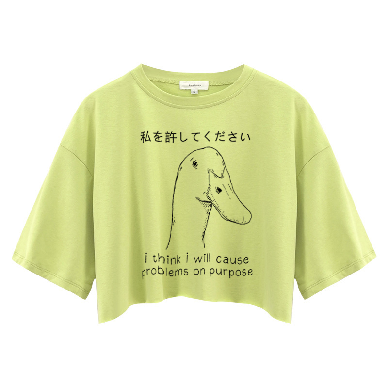Tokyocanvas Stupid Goose Funny Crop Top