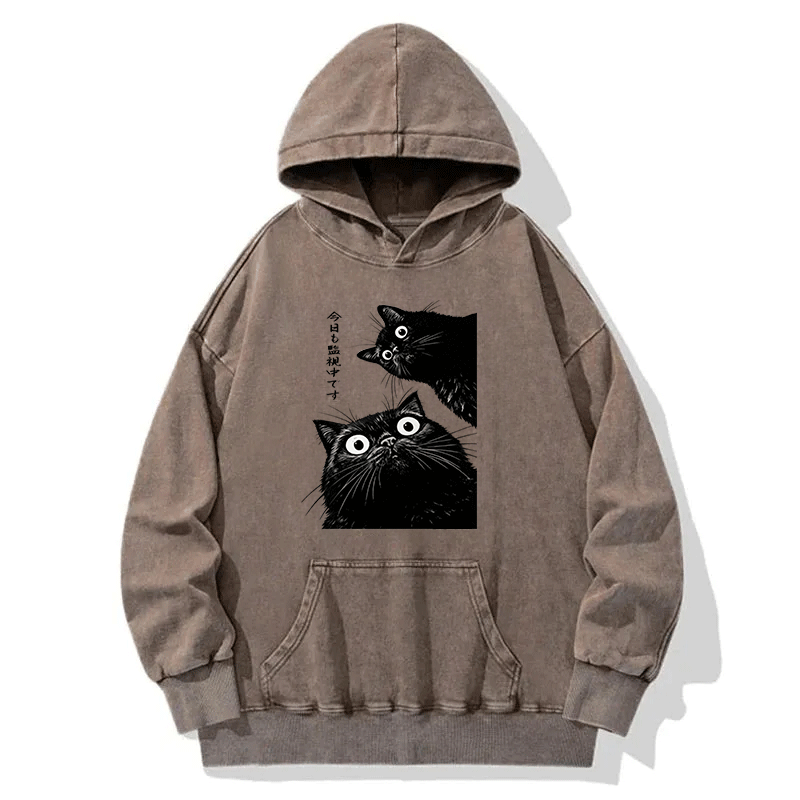 Tokyocanvas The Cat Is Watching Today Washed Hoodie