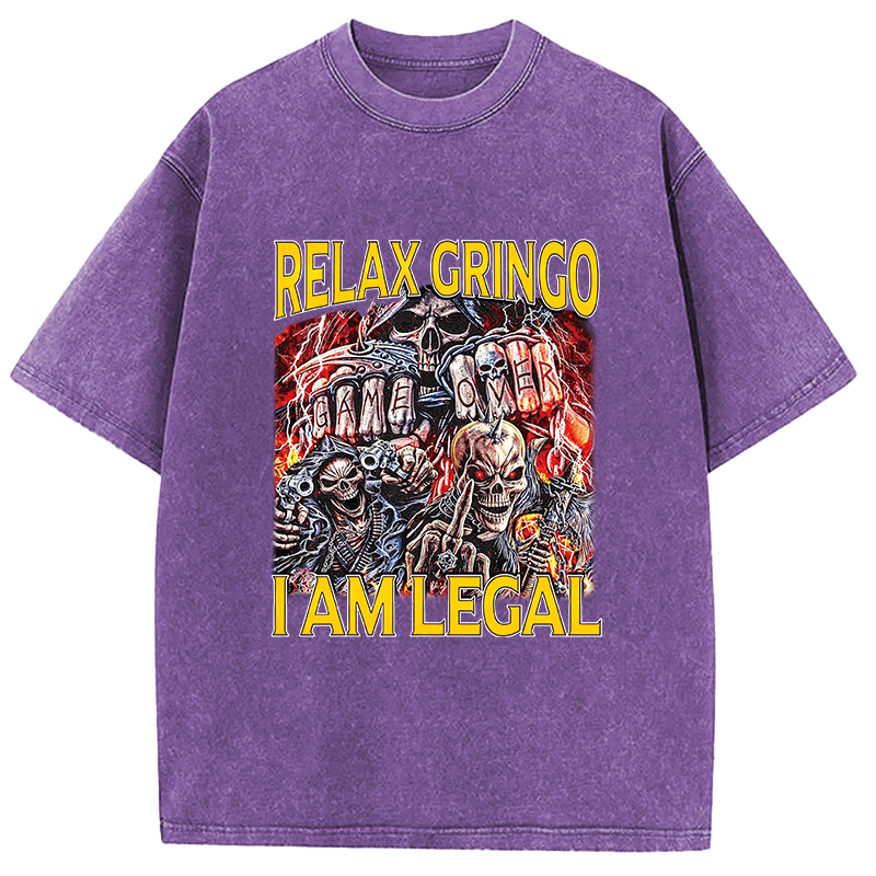 Tokyocanvas Relax Gringo Skeleton Meme Washed T-Shirt