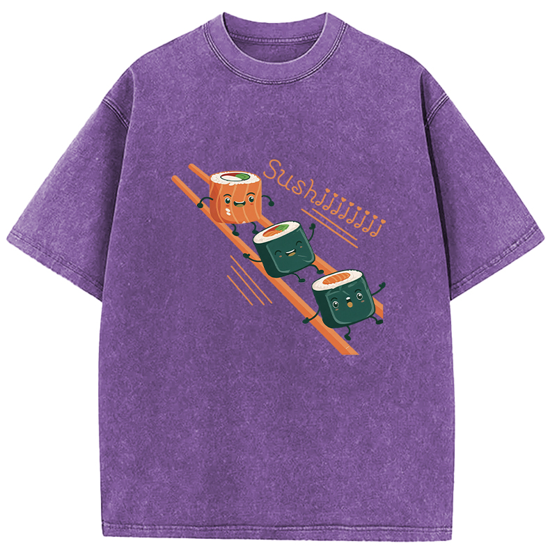 Tokyocanvas Funny Happy Cute Sushi Washed T-Shirt