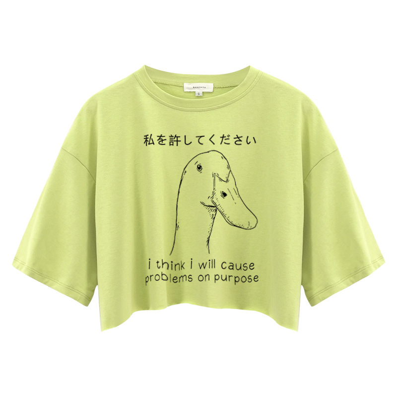 Tokyocanvas Stupid Goose Funny Crop Top
