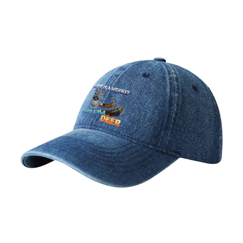 Tokyocanvas Life Is A Highway I Am A Deer Meme Denim Cap