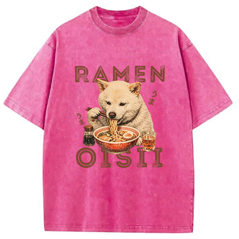 Tokyocanvas Shiba Inu Ramen Washed T-Shirt