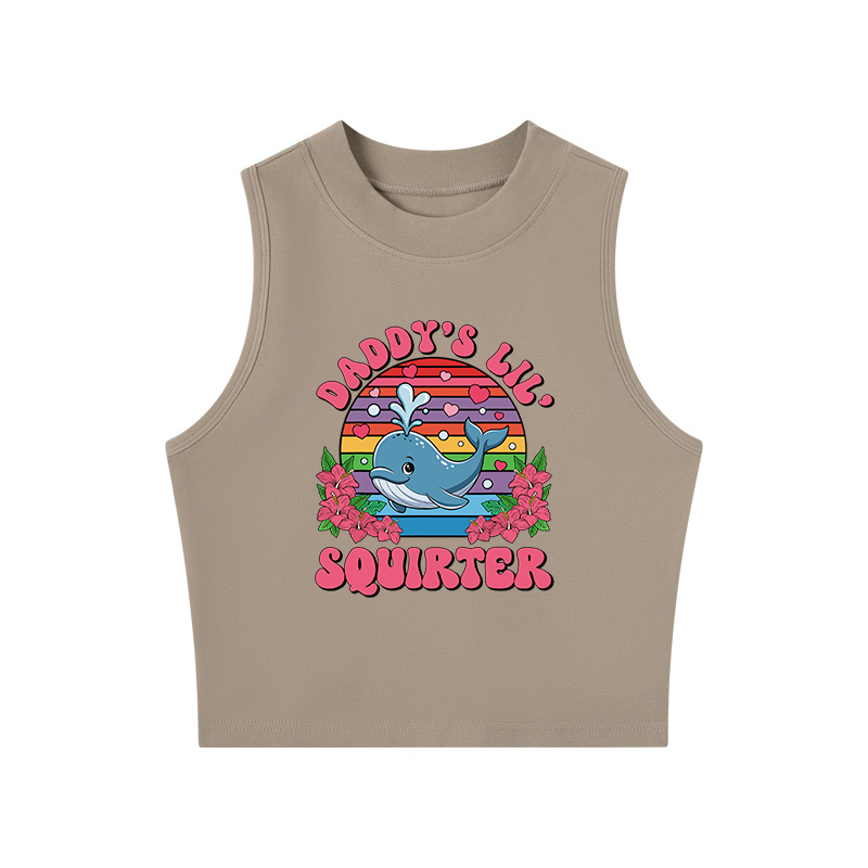 Tokyocanvas Funny Daddy's Lil Squirter Crew Neck Crop Top