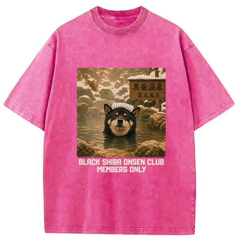 Tokyocanvas Black Shiba Inu Onsen Washed T-Shirt