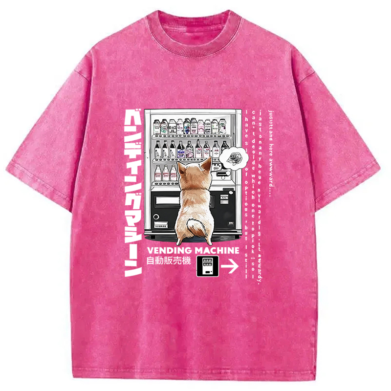 Tokyocanvas Shiba Inu Vending Machine Meme Graphic Washed T-Shirt