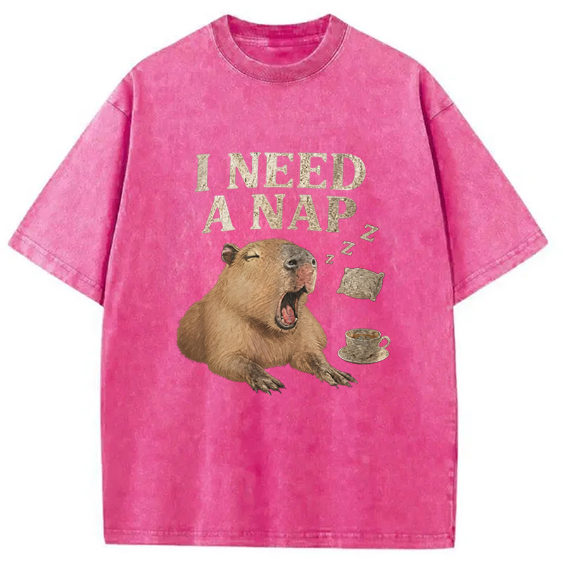 Tokyocanvas Nap Capybara Washed T-Shirt