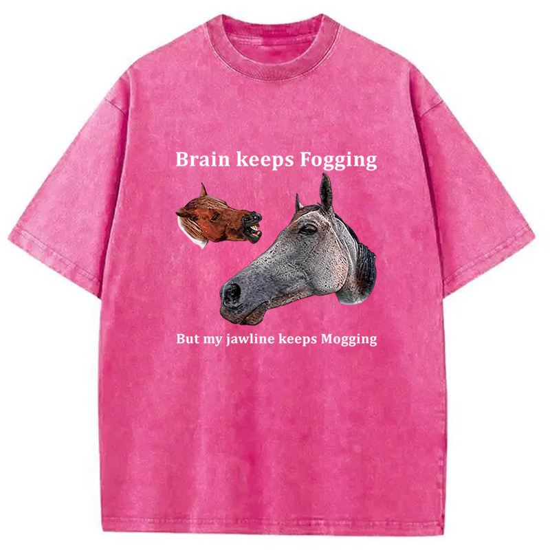 Tokyocanvas Horse Jawline Mogging Washed T-Shirt