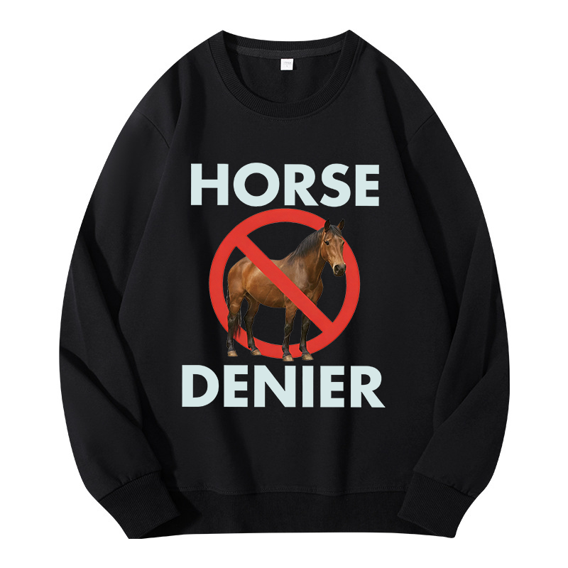 Tokyocanvas Funny Horse Denier Conspiracy Theory Classic Sweatshirt