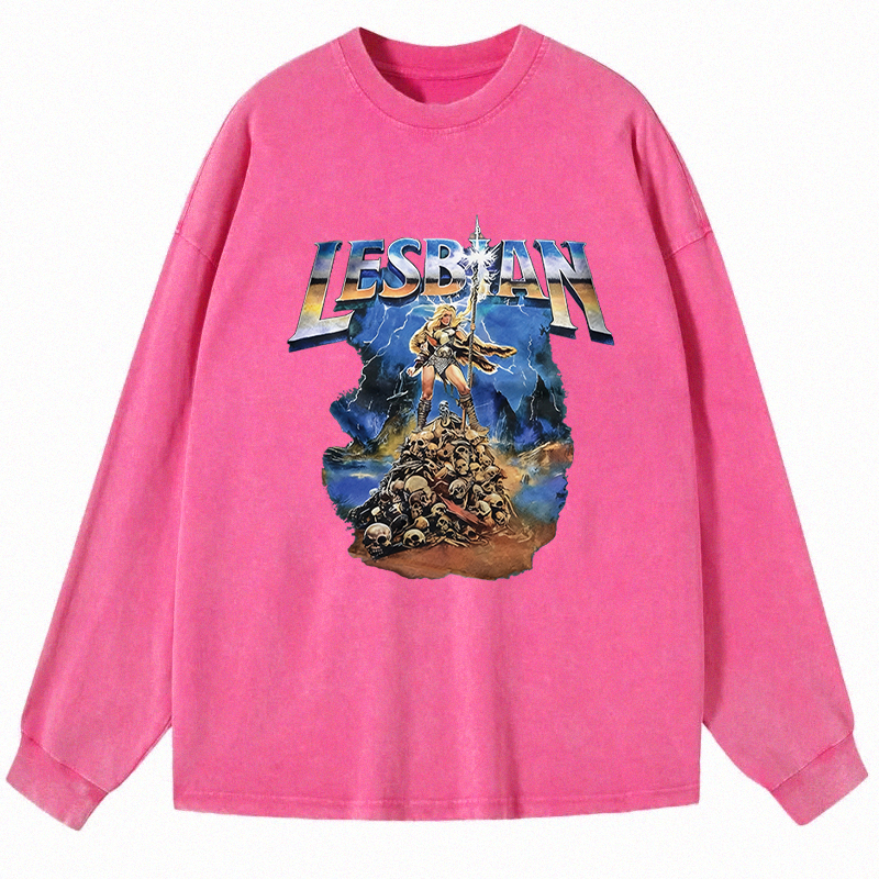 Tokyocanvas Lesbian Warrior Long Sleeve Washed T-Shirt