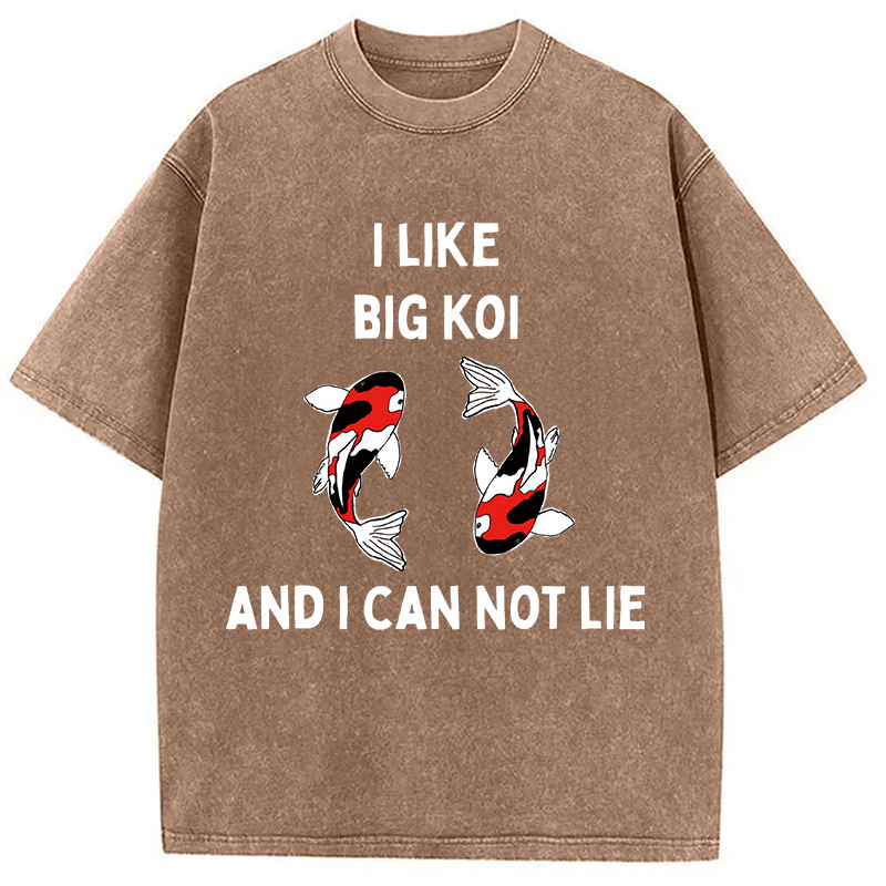 Tokyocanvas Vintage Koi Fish I Like Big Koi Washed T-Shirt