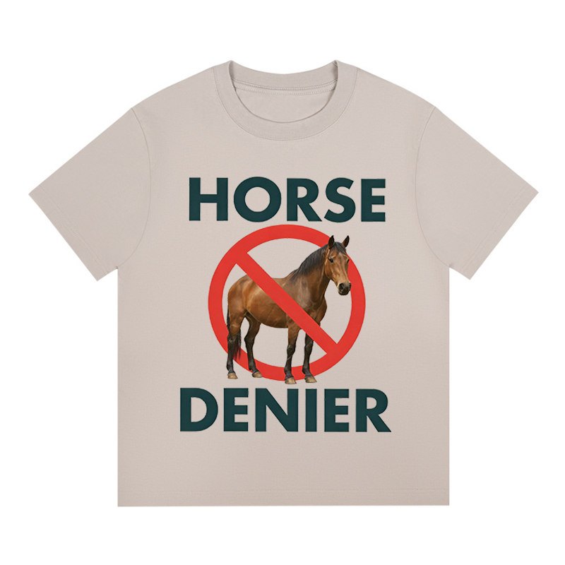 Tokyocanvas Funny Horse Denier Conspiracy Theory Boxy T-shirt