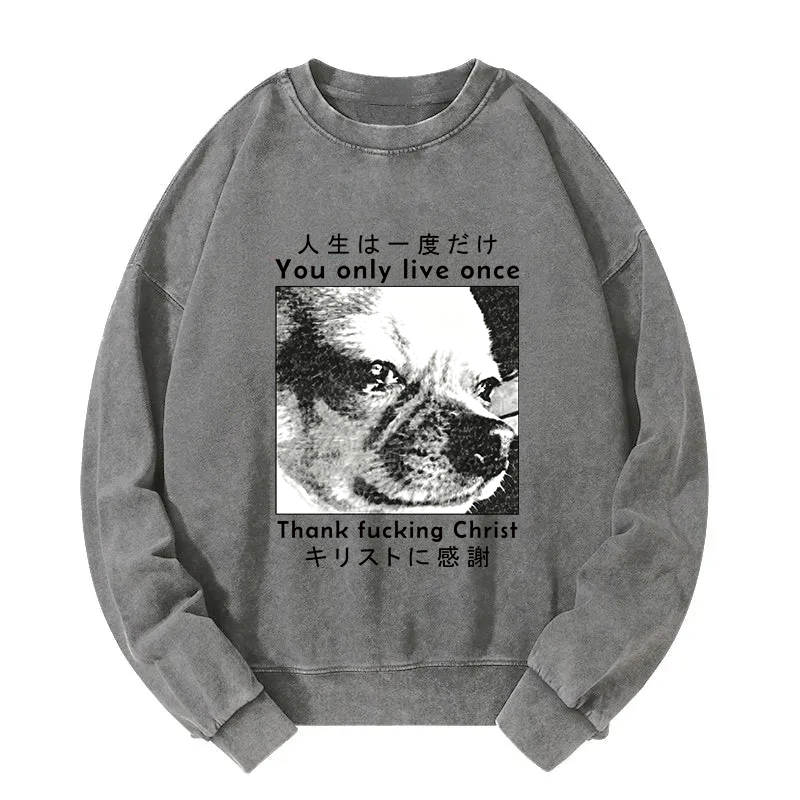 Tokyocanvas You Only Live Once Washed Sweatshirt