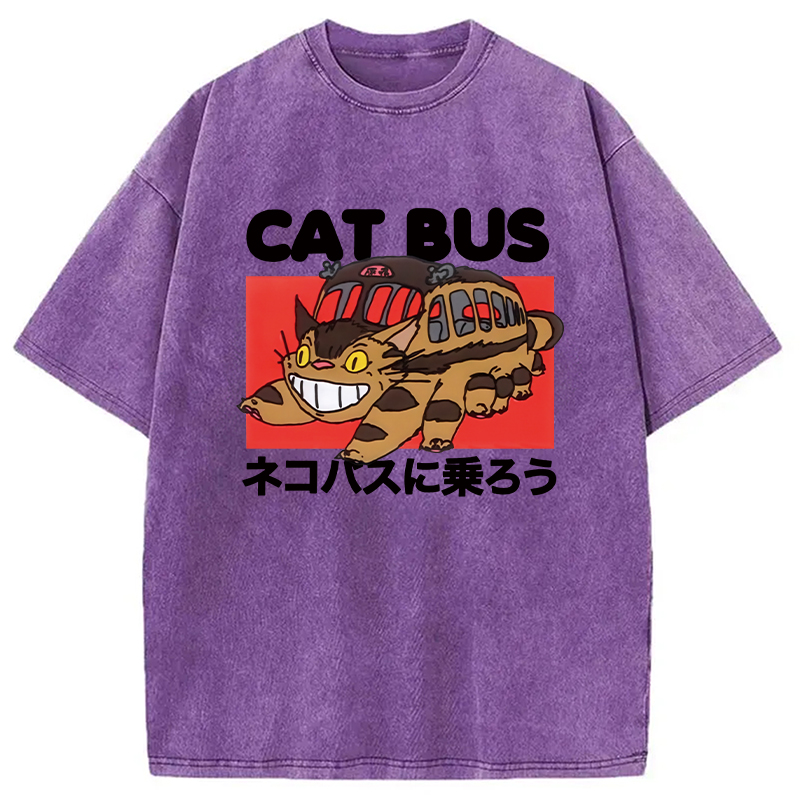 Tokyocanvas Cat Bus Washed T-Shirt